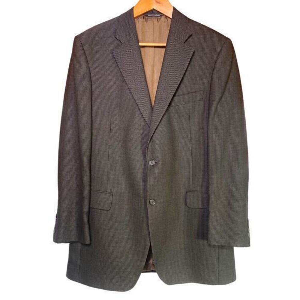 Jack Victor Collections Men's‎ 100% Wool 2-Button Black Brown Blazer Size 42L